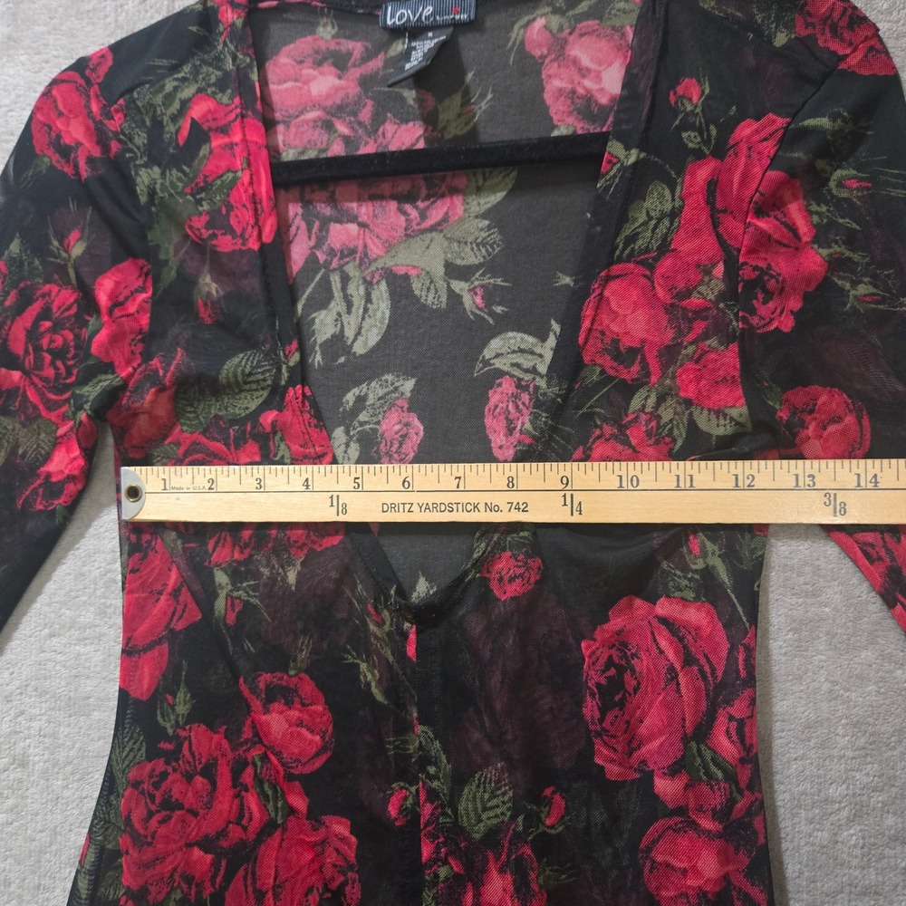 Love Tree Mesh Duster Cardigan Small Dark Floral Sheer Rose Goth Romantic Layer - Picture 11 of 12